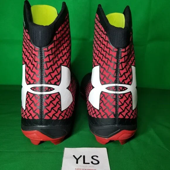 Under Armour UA Spine Brawler Black Red Vintage Football Cleats